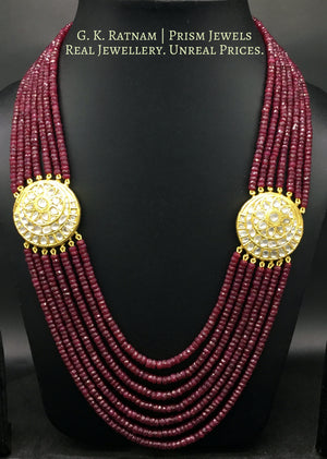 23k Gold and Diamond Polki Broach Necklace Set with Ruby cut beads - gold diamond polki kundan meena jadau jewellery