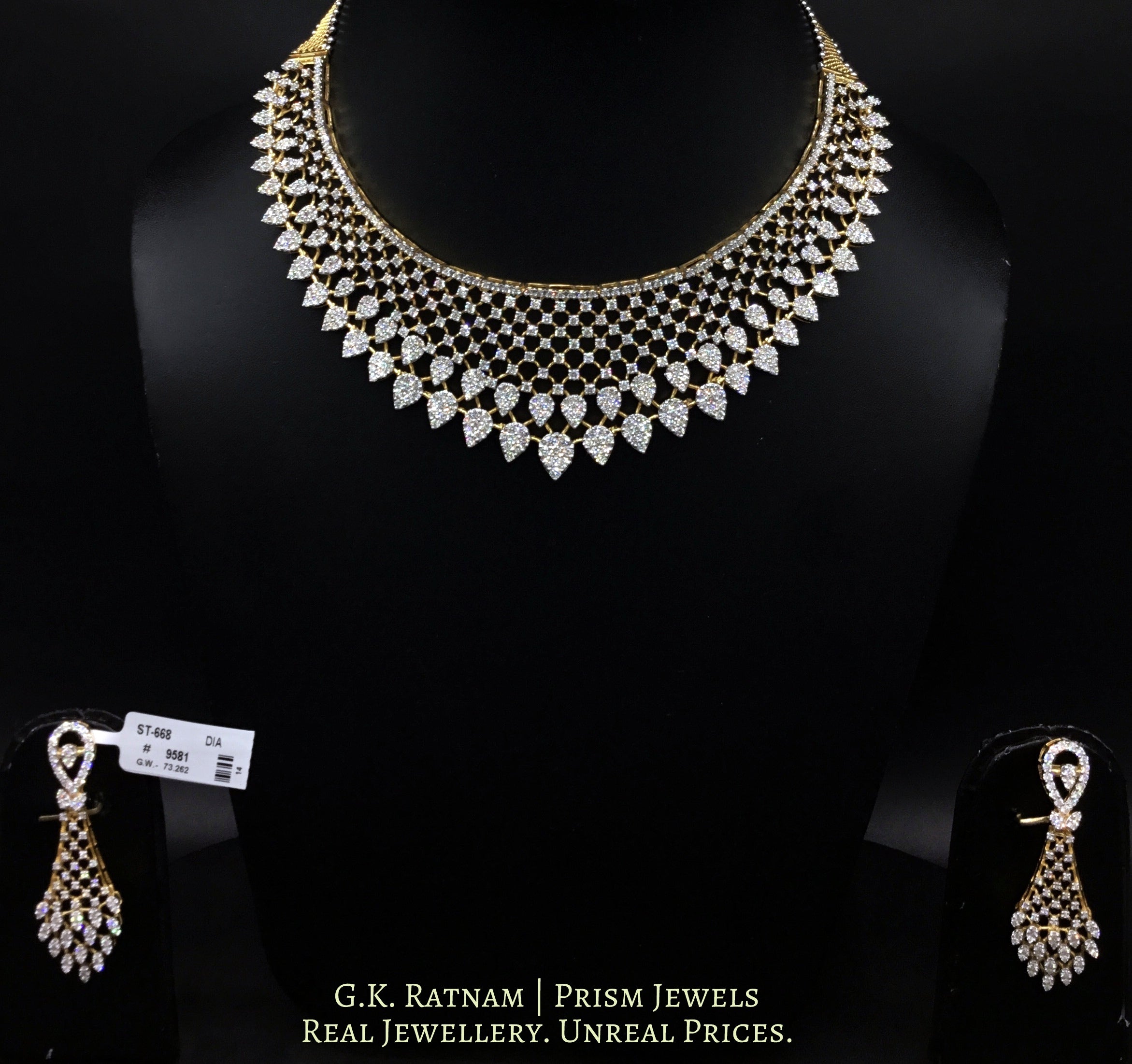 14K White Gold Sapphire & Diamond V Necklace