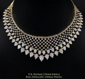 14k Gold and Diamond Necklace Set with pressure setting - gold diamond polki kundan meena jadau jewellery