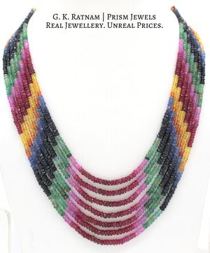 Seven-row Rainbow Necklace with Natural rubies, emeralds, blue and yellow sapphires - G. K. Ratnam
