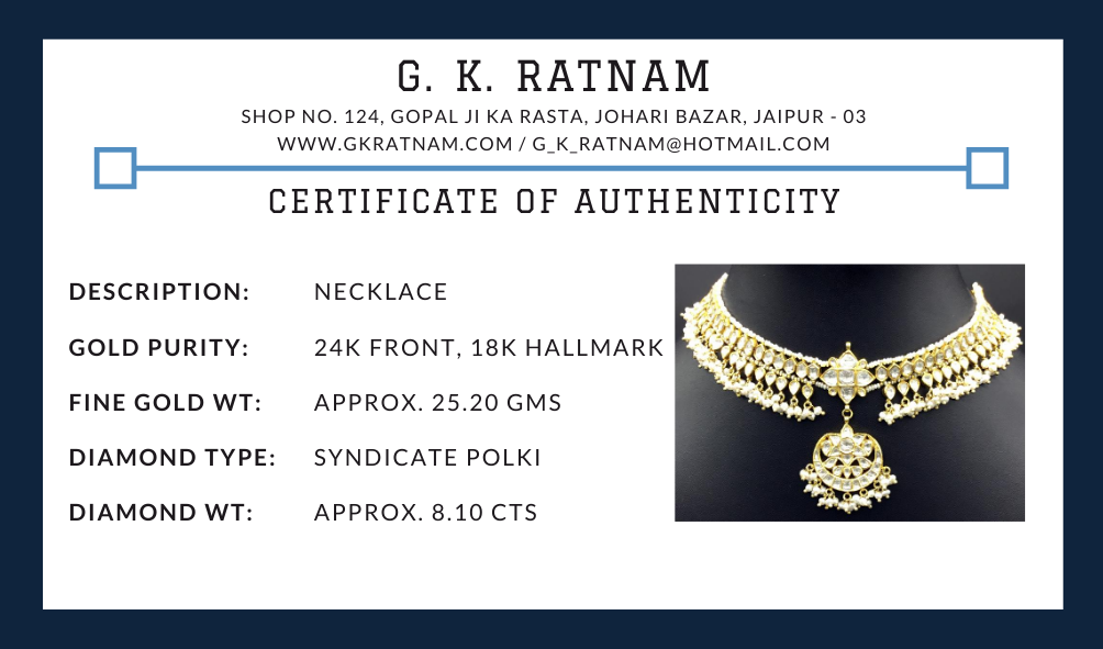 18k Jadau Matha Patti-cum-Necklace with Natural Freshwater Pearls - G. K. Ratnam